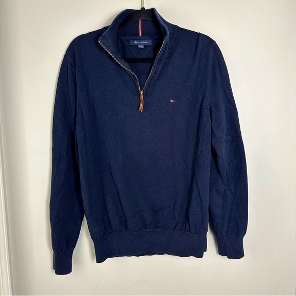 Tommy Hilfiger Other - Tommy Hilfiger Men’s 1/4 Zip Pullover Large Navy Sweater Sweatshirt Cotton